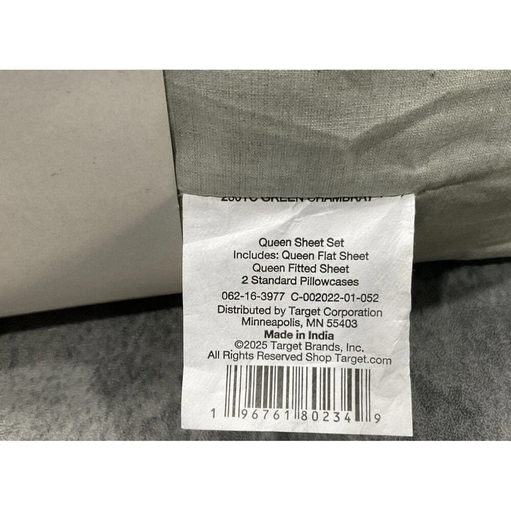 Threshold Organic Cotton Washed Percale Sheet Set 4-Piece Queen